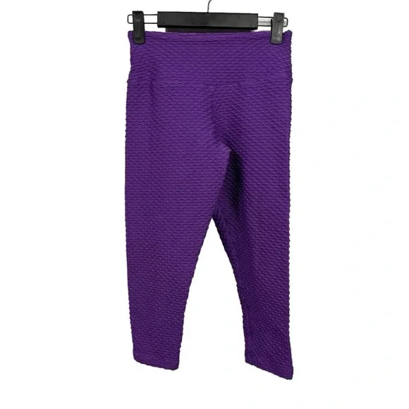 Booty by Brabants 2 Pair Cropped Capri Leggings Purple Red Women OSFM - Picture 6 of 10